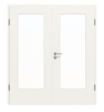 Frontansicht von JELD-WEN Doppelflügeltür Classic Brillantweiß ähnlich RAL 9016 ExpertLack mit Lichtausschnitt LÖ-33 mit Zarge