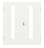 Frontansicht von JELD-WEN Doppelflügeltür Classic Brillantweiß ähnlich RAL 9016 ExpertLack mit Lichtausschnitt LÖ-72 mittig mit Zarge