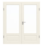 Frontansicht von GARANT Doppelflügeltür Como Weißlack mit Lichtausschnitt CKL1 mit Zarge