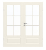 Frontansicht von GARANT Doppelflügeltür Como Weißlack mit Lichtausschnitt CKL1 Sprosse SP4 mit Zarge