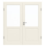 Frontansicht von GARANT Doppelflügeltür Como Weißlack mit Lichtausschnitt CKL3 mit Zarge