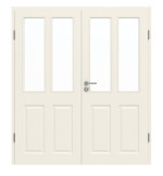 Frontansicht von GARANT Doppelflügeltür Como Weißlack mit Lichtausschnitt CKL4/2 mit Zarge