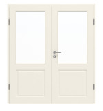 Frontansicht von GARANT Doppelflügeltür Como Weißlack mit Lichtausschnitt CL2 mit Zarge