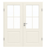 Frontansicht von GARANT Doppelflügeltür Como Weißlack mit Lichtausschnitt CL2 Sprosse SP0 mit Zarge