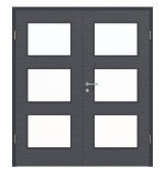 Frontansicht von Doppelflügeltür LA 11 Strukturiert Anthrazit Basic inkl. Zarge - Huga