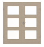 Frontansicht von Doppelflügeltür LA 11 Strukturiert Taupe Basic inkl. Zarge - Huga