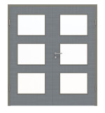 Frontansicht von Doppelflügeltür LA 11 Cotton like Hygge Grau Basic inkl. Zarge - Huga