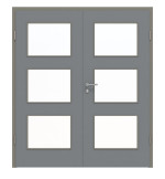 Frontansicht von Doppelflügeltür LA 11 Ultramatt Hygge Grau Basic inkl. Zarge - Huga