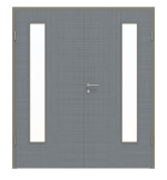 Frontansicht von Doppelflügeltür LA 24 bandseitig Cotton like Hygge Grau Basic inkl. Zarge - Huga