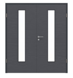 Frontansicht von Doppelflügeltür LA 24 Strukturiert Anthrazit Basic inkl. Zarge - Huga