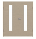 Frontansicht von Doppelflügeltür LA 24 Strukturiert Taupe Basic inkl. Zarge - Huga