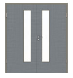 Frontansicht von Doppelflügeltür LA 24 schlossseitig Cotton like Hygge Grau Basic inkl. Zarge - Huga