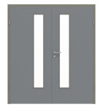 Frontansicht von Doppelflügeltür LA 24 schlossseitig Ultramatt Hygge Grau Basic inkl. Zarge - Huga