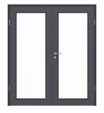Frontansicht von Doppelflügeltür LA 27 Strukturiert Anthrazit Basic inkl. Zarge - Huga