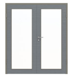 Frontansicht von Doppelflügeltür LA 27 Strukturiert Hygge Grau Basic inkl. Zarge - Huga