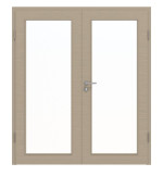 Frontansicht von Doppelflügeltür LA 27 Strukturiert Taupe Basic inkl. Zarge - Huga