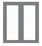 Frontansicht von Doppelflügeltür LA 27 Cotton like Hygge Grau Basic inkl. Zarge - Huga