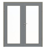Frontansicht von Doppelflügeltür LA 27 Ultramatt Hygge Grau Basic inkl. Zarge - Huga