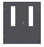 Frontansicht von Doppelflügeltür LA 4 Strukturiert Anthrazit Basic inkl. Zarge - Huga