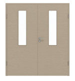 Frontansicht von Doppelflügeltür LA 4 Strukturiert Taupe Basic inkl. Zarge - Huga