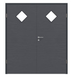Frontansicht von Doppelflügeltür LA 6 Strukturiert Anthrazit Basic inkl. Zarge - Huga