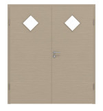 Frontansicht von Doppelflügeltür LA 6 Strukturiert Taupe Basic inkl. Zarge - Huga