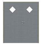 Frontansicht von Doppelflügeltür LA 6 Raute Cotton like Hygge Grau Basic inkl. Zarge - Huga