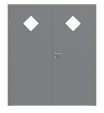 Frontansicht von Doppelflügeltür LA 6 Raute Ultramatt Hygge Grau Basic inkl. Zarge - Huga