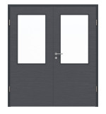 Frontansicht von Doppelflügeltür LA 7 Strukturiert Anthrazit Basic inkl. Zarge - Huga