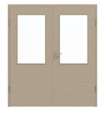 Frontansicht von Doppelflügeltür LA 7 Strukturiert Taupe Basic inkl. Zarge - Huga