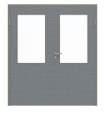 Frontansicht von Doppelflügeltür LA 7 Cotton like Hygge Grau Basic inkl. Zarge - Huga