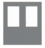Frontansicht von Doppelflügeltür LA 7 Ultramatt Hygge Grau Basic inkl. Zarge - Huga