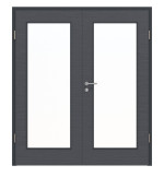 Frontansicht von Doppelflügeltür LA 8 Strukturiert Anthrazit Basic inkl. Zarge - Huga