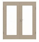 Frontansicht von Doppelflügeltür LA 8 Strukturiert Taupe Basic inkl. Zarge - Huga