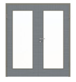 Frontansicht von Doppelflügeltür LA 8 Cotton like Hygge Grau Basic inkl. Zarge - Huga