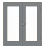 Frontansicht von Doppelflügeltür LA 8 Ultramatt Hygge Grau Basic inkl. Zarge - Huga