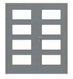 Frontansicht von Doppelflügeltür LA 9 Cotton like Hygge Grau Basic inkl. Zarge - Huga