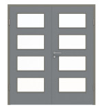 Frontansicht von Doppelflügeltür LA 9 Ultramatt Hygge Grau Basic inkl. Zarge - Huga