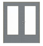 Frontansicht von Doppelflügeltür LA-DIN Cotton like Hygge Grau Basic inkl. Zarge - Huga