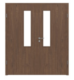 Frontansicht von WESTAG Doppelflügeltür Nussbaum Trentino NU 717 Portalit CPL mit Lichtausschnitt LA-18-21,5 inkl. Zarge