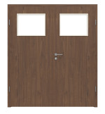 Frontansicht von WESTAG Doppelflügeltür Nussbaum Trentino NU 717 Portalit CPL mit Lichtausschnitt LA-40 inkl. Zarge