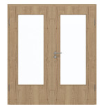 Frontansicht von GARANT Doppelflügeltür inkl. Zarge Authentic Risseiche CPL mit Lichtausschnitt LA-DIN