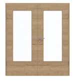 Frontansicht von GARANT Doppelflügeltür inkl. Zarge Quer Authentic Risseiche CPL mit Lichtausschnitt LA-DIN