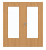 Frontansicht von GARANT Doppelflügeltür inkl. Zarge Eiche Premium CPL mit Lichtausschnitt LA-DIN