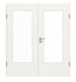 Frontansicht von GARANT Doppelflügeltür inkl. Zarge Weißlack 9016 mit Lichtausschnitt LA-DIN