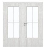 Frontansicht von GARANT Doppelflügeltür inkl. Zarge Authentic Grigio CPL mit Lichtausschnitt LA-DIN Sprosse SP0