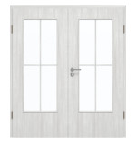 Frontansicht von GARANT Doppelflügeltür inkl. Zarge Authentic Grigio GCK08 mit Lichtausschnitt LA-DIN Sprosse SP0