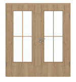 Frontansicht von GARANT Doppelflügeltür inkl. Zarge Authentic Risseiche CPL mit Lichtausschnitt LA-DIN Sprosse SP0