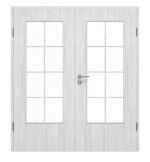 Frontansicht von GARANT Doppelflügeltür inkl. Zarge Authentic Grigio CPL mit Lichtausschnitt LA-DIN Sprosse SP1