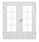 Frontansicht von GARANT Doppelflügeltür inkl. Zarge Authentic Grigio GCK08 mit Lichtausschnitt LA-DIN Sprosse SP1